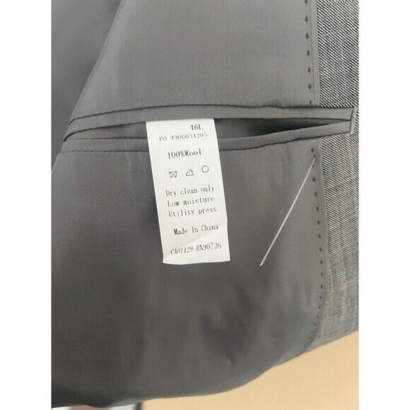 Calvin Klein Mens Gray Extreme Slim Fit 2-Piece Suit 46L Wool Jacket & Pants - Picture 6 of 11